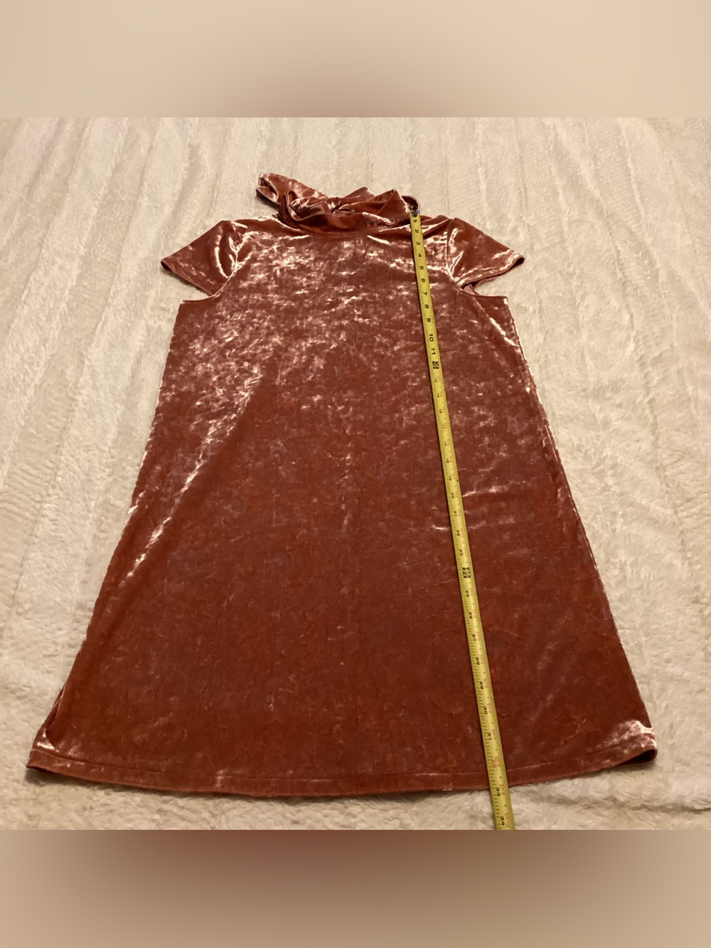 Madewell Women Size S Crushed Velvet Mockneck Mini Dress Soft Orange Dress